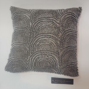 New Rare Donna Karan Metallic Beaded Accent Pillow Hard To Find